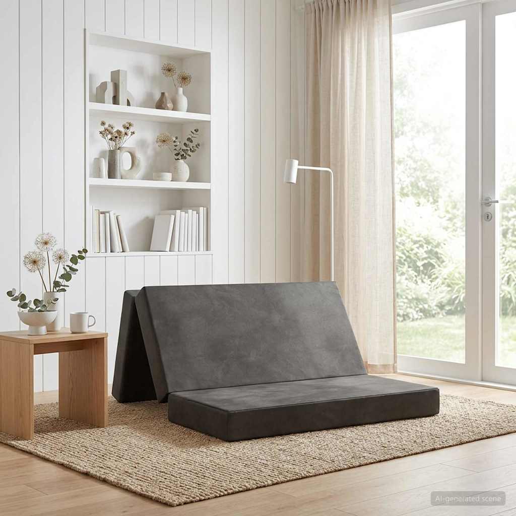 vidaXL Κρεβάτι Καναπέ Αναδιπλούμενο 200 x 180 x 15 cm Ανοιχτό γκρι