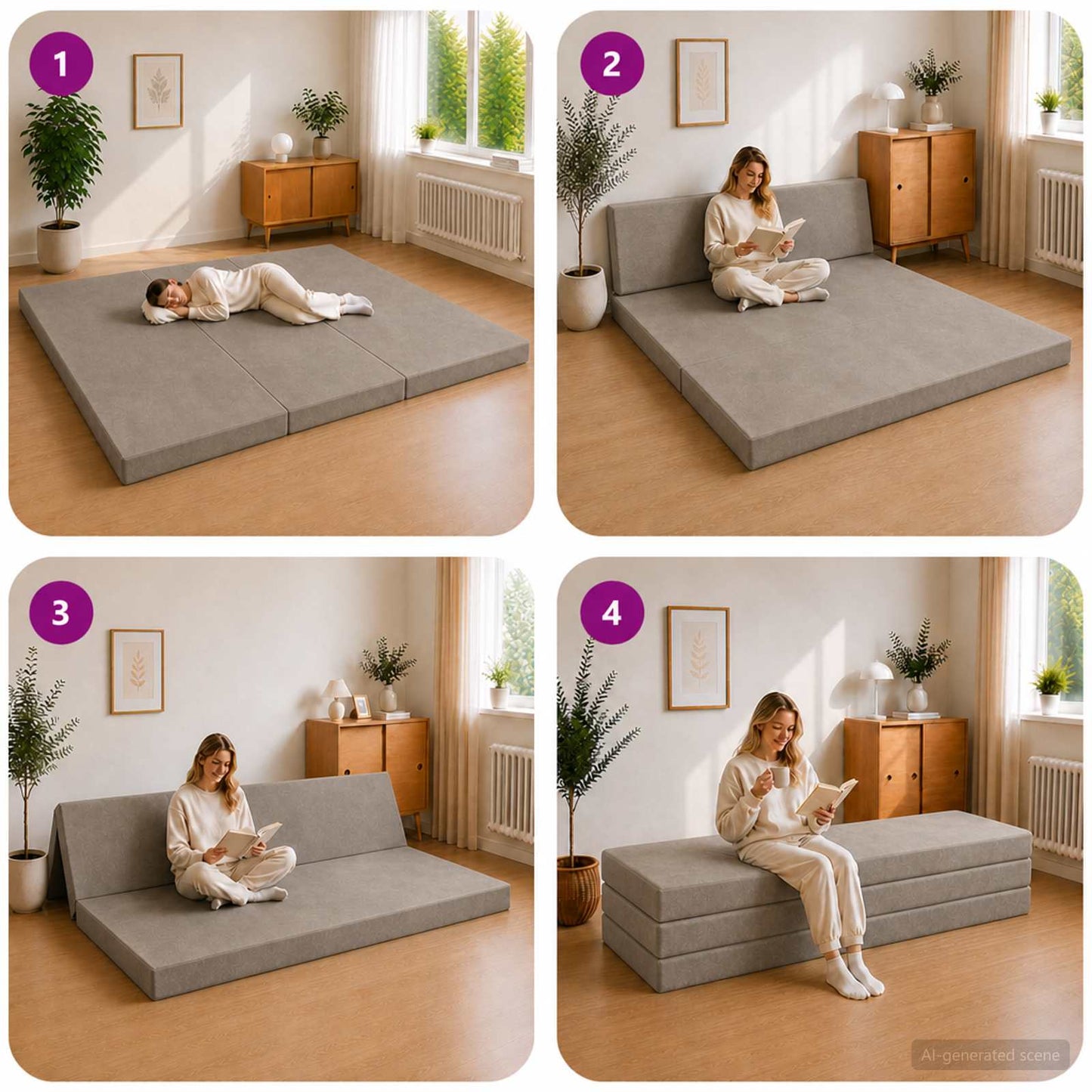 vidaXL Κρεβάτι Καναπέ Αναδιπλούμενο 200 x 180 x 15 cm Ανοιχτό γκρι