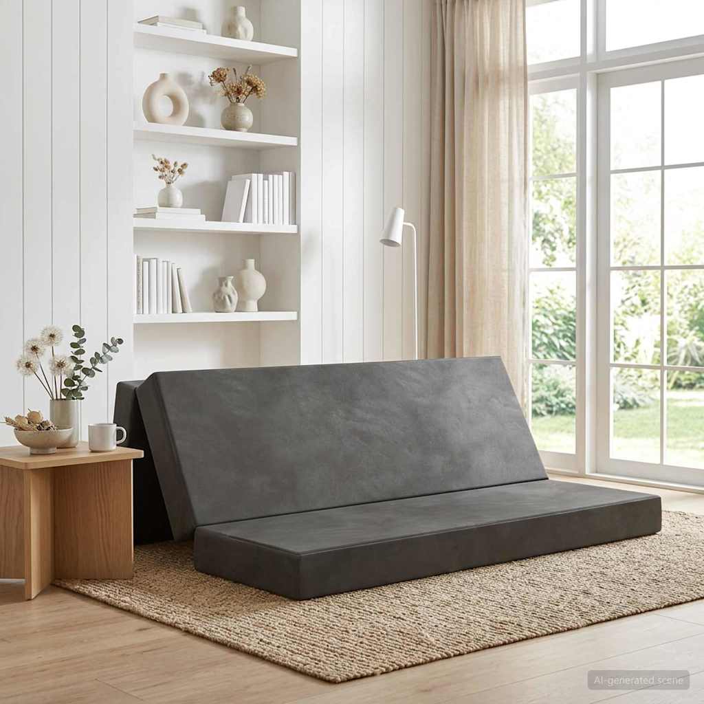 vidaXL Κρεβάτι Καναπέ Αναδιπλούμενο 200 x 180 x 15 cm Σκούρο Γκρι