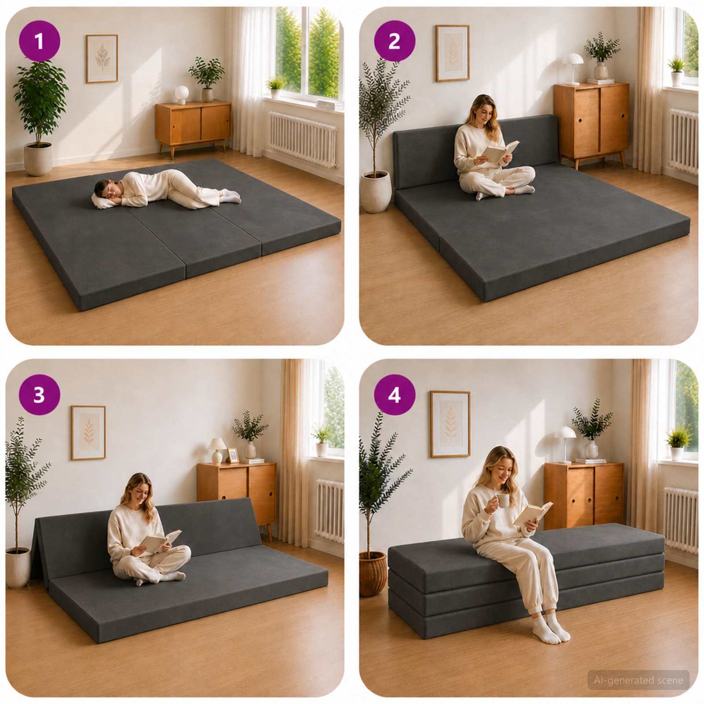 vidaXL Κρεβάτι Καναπέ Αναδιπλούμενο 200 x 180 x 15 cm Σκούρο Γκρι