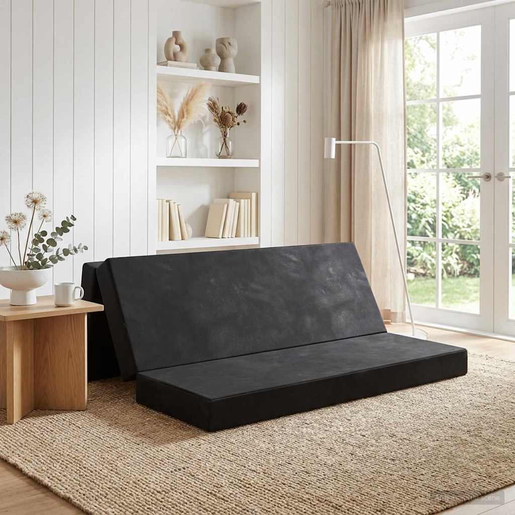 vidaXL Κρεβάτι Καναπέ Αναδιπλούμενο 200 x 180 x 15 cm Μαύρο