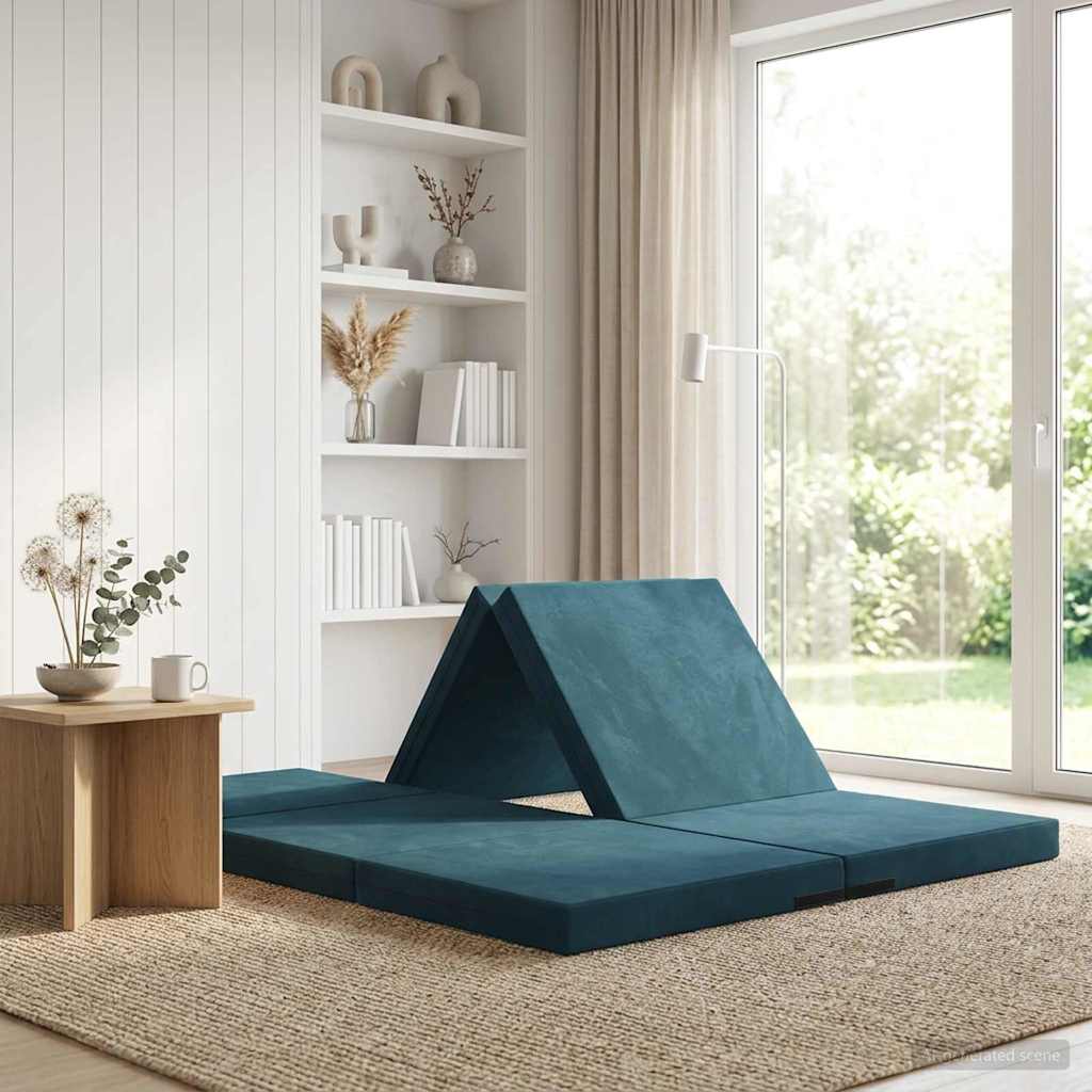 vidaXL Κρεβάτι Καναπέ Αναδιπλούμενο 140 x 67 x 15 εκ Μπλε
