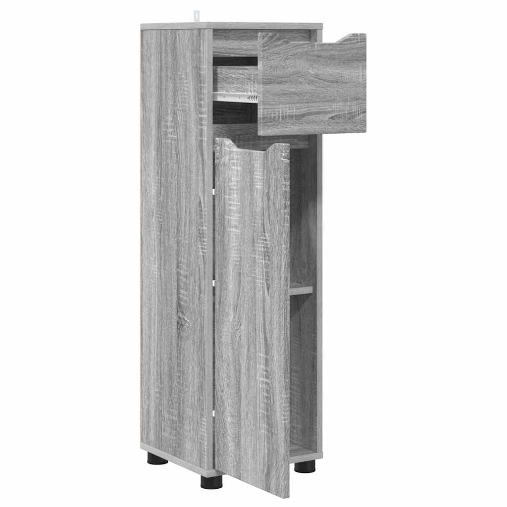 vidaXL Ντουλάπι Μπάνιου με συρτάρι Γκρίζο Σονομα 30,5 x 30 x 101 εκ