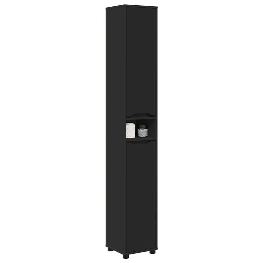 vidaXL Ντουλάπι Μπάνιου Μαύρο 30,5 x 30 x 195 εκ Επεξεργασμένο ξύλο