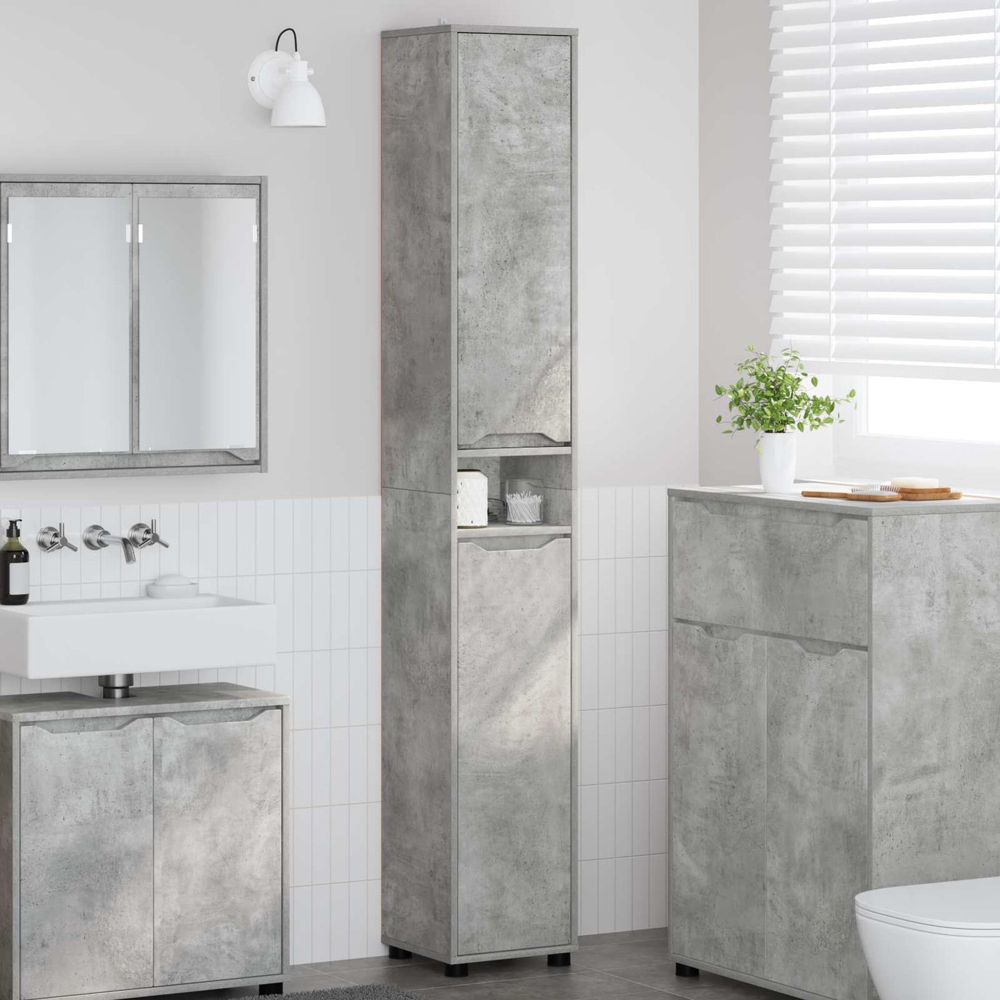 vidaXL Ντουλάπι Μπάνιου Σκυρόδεμα Γκρι 30,5 x 30 x 195 εκ