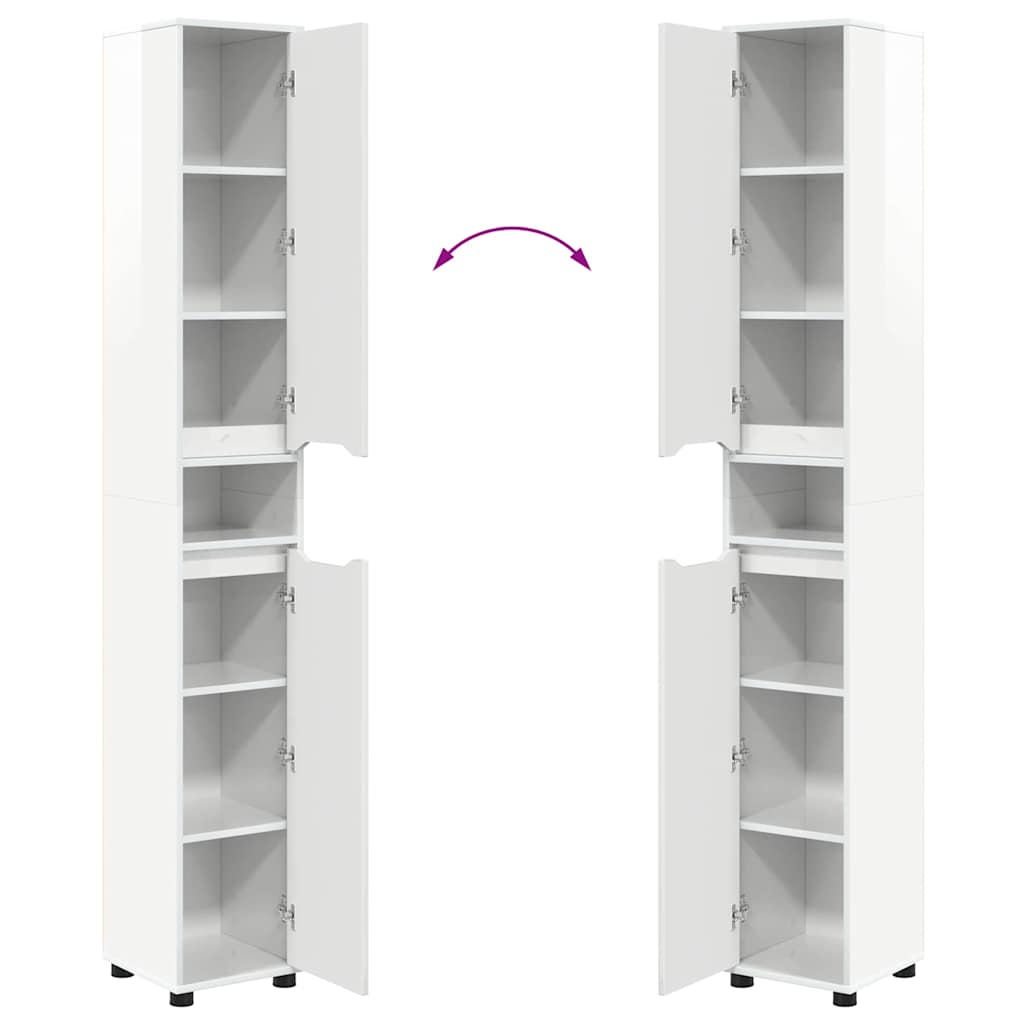 vidaXL Ντουλάπι Μπάνιου Υψηλής γυαλάδας λευκό 30,5 x 30 x 195 εκ