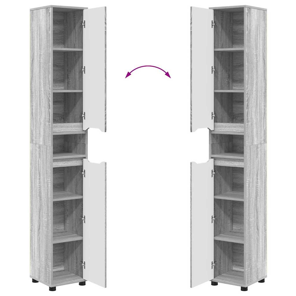 vidaXL Ντουλάπι Μπάνιου με ράφι Γκρίζο Σονομα 30,5 x 30 x 195 εκ