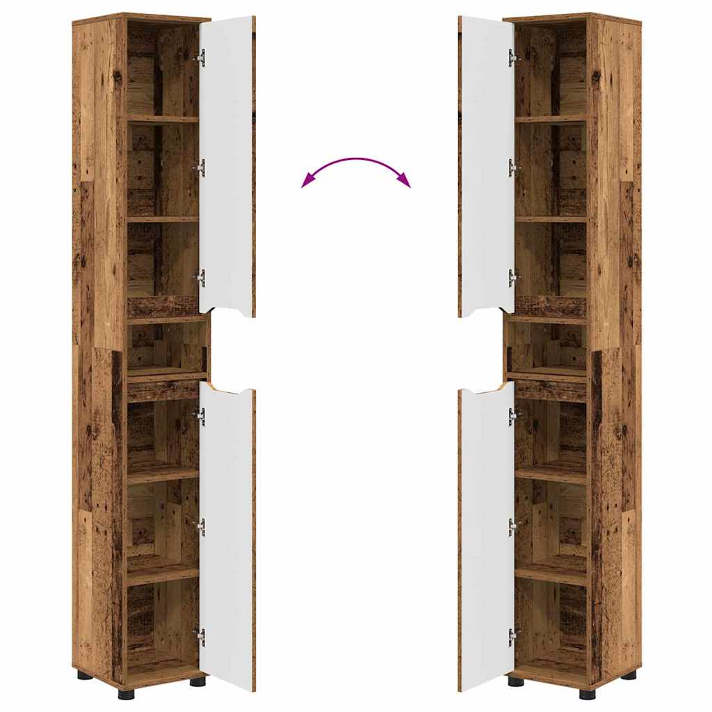 vidaXL Ντουλάπι Μπάνιου με ράφι με πόρτα Παλιό Ξύλο 30,5 x 30 x 195 εκ