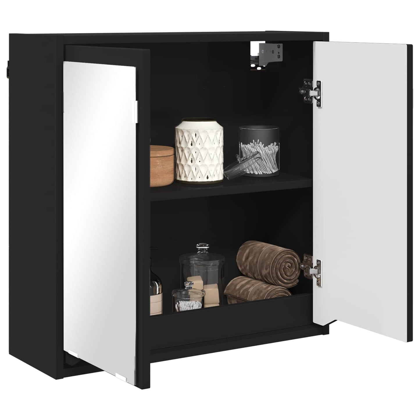 vidaXL Καθρέφτης Ντουλάπα Μπάνιου Μαύρο 60 x 20 x 60 cm