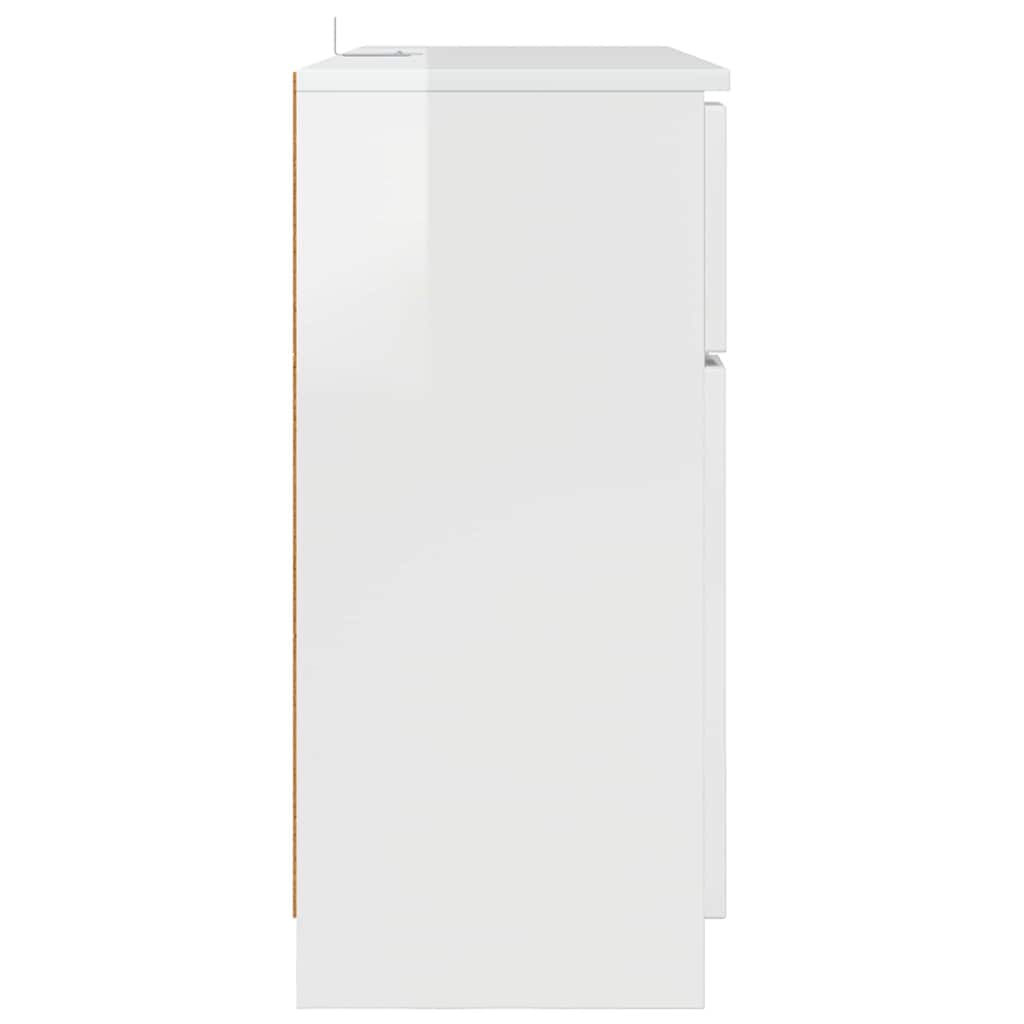 vidaXL Πλαϊνό γραφείο με συρτάρι Υψηλής γυαλάδας λευκό 100 x 30 x 65,6