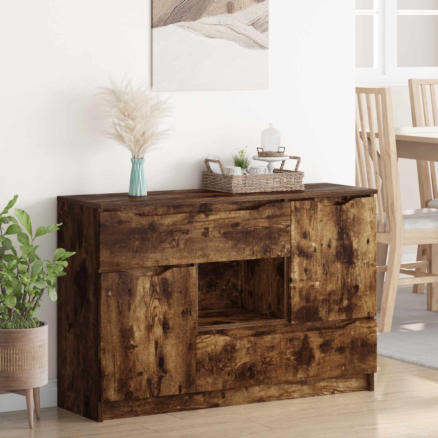 vidaXL Πλαϊνό γραφείο Καπνιστό Δρύς 100 x 30 x 65,6 Επεξεργασμένο ξύλο