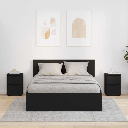 vidaXL Κομοδίνα 2 pcs Μαύρο 30,5 x 30 x 43 εκ Επεξεργασμένο ξύλο