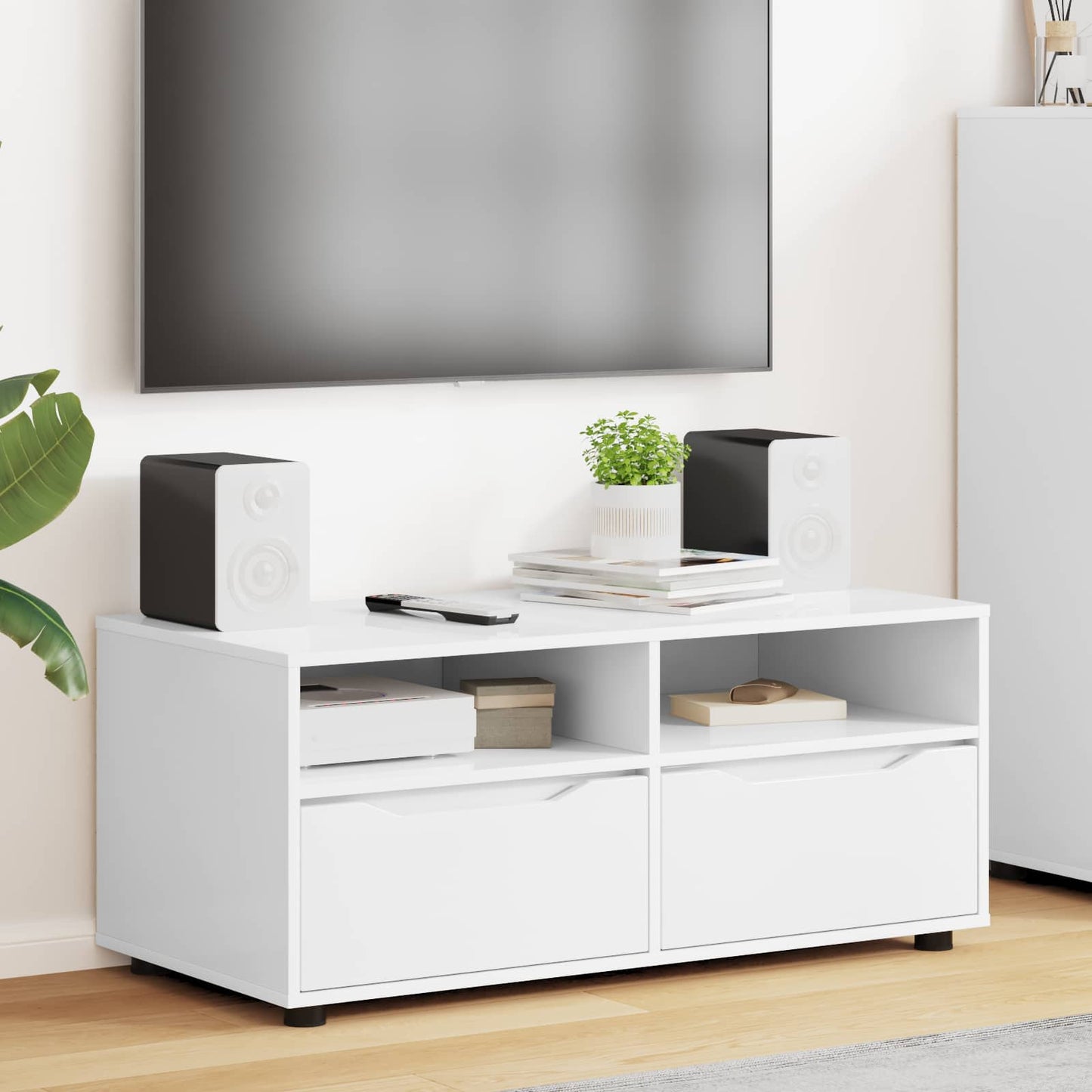 vidaXL Ντουλάπι TV Λευκό 100 x 48 x 43 εκ. Επεξεργασμένο ξύλο