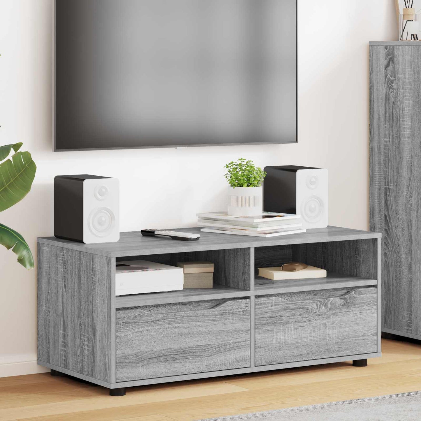 vidaXL Ντουλάπι TV 100 x 48 x 43 εκ. Γκρίζο Σονομα Επεξεργασμένο Ξύλο