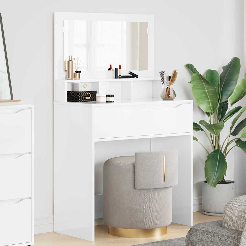 vidaXL Τραπέζια Ντυσίματος Κρεβατοκάμαρας Υψηλής γυαλάδας λευκό