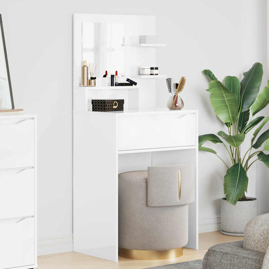 vidaXL Τραπέζια Ντυσίματος Κρεβατοκάμαρας Υψηλής γυαλάδας λευκό