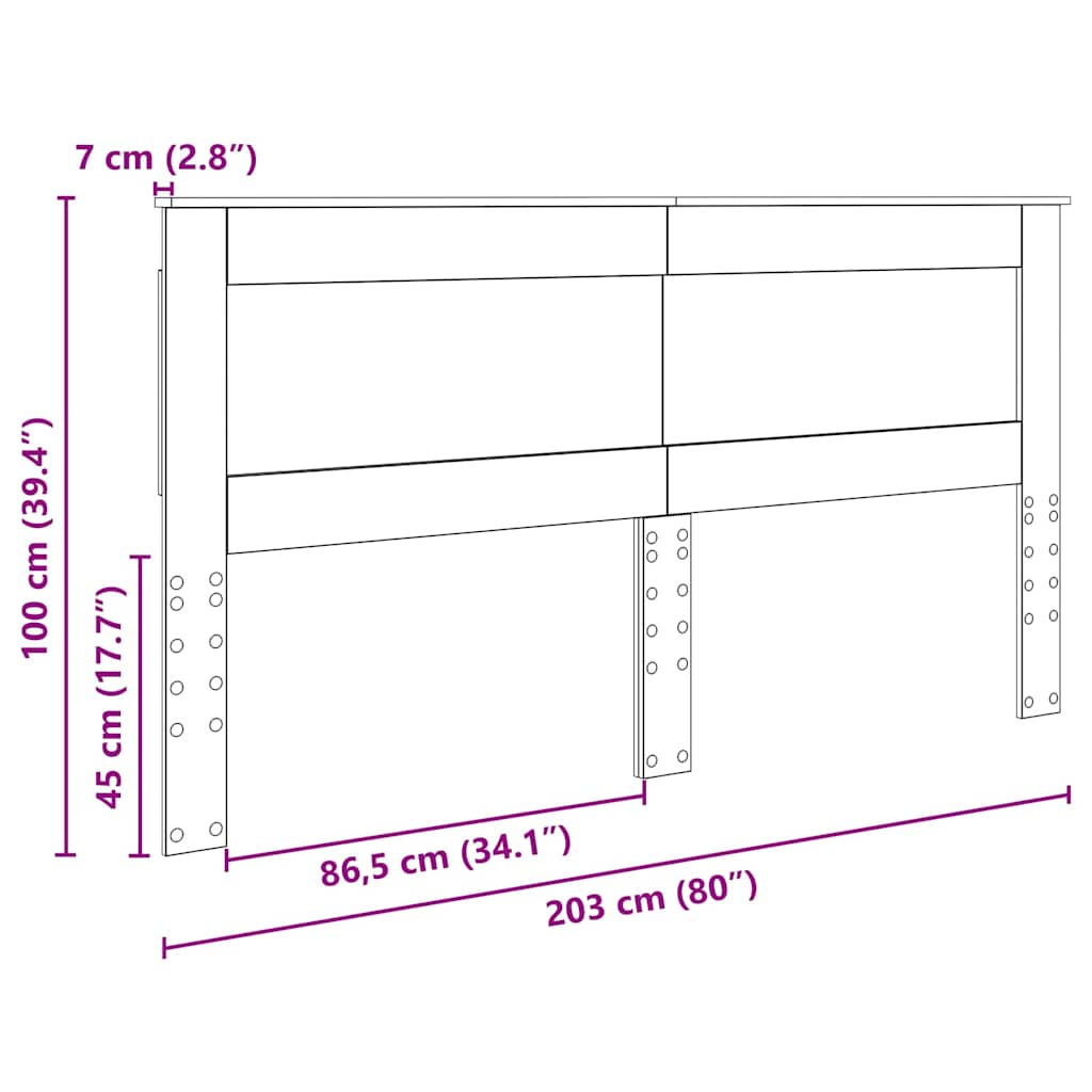 vidaXL Κεφαλάρι με κεφαλάρι Δρύς Sonoma 200 cm Επεξεργασμένο ξύλο