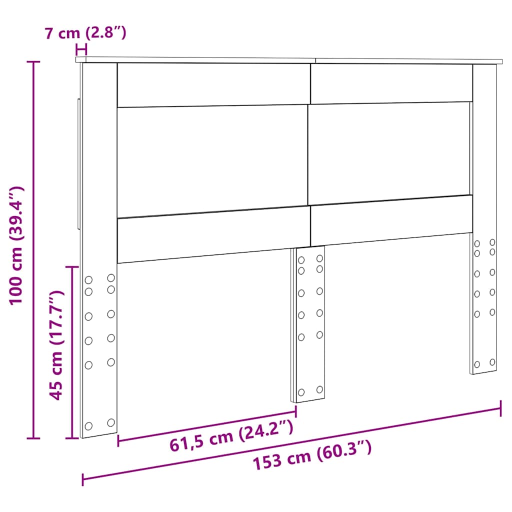 vidaXL Κεφαλάρι με κεφαλάρι Παλιό Ξύλο 150 cm Επεξεργασμένο ξύλο