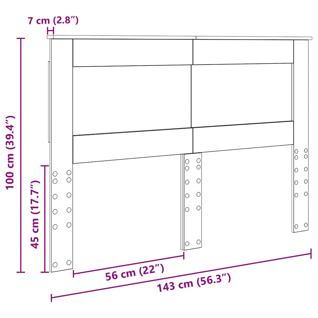 vidaXL Κεφαλάρι με κεφαλάρι Μαύρη Οξυά 140 cm Επεξεργασμένο ξύλο