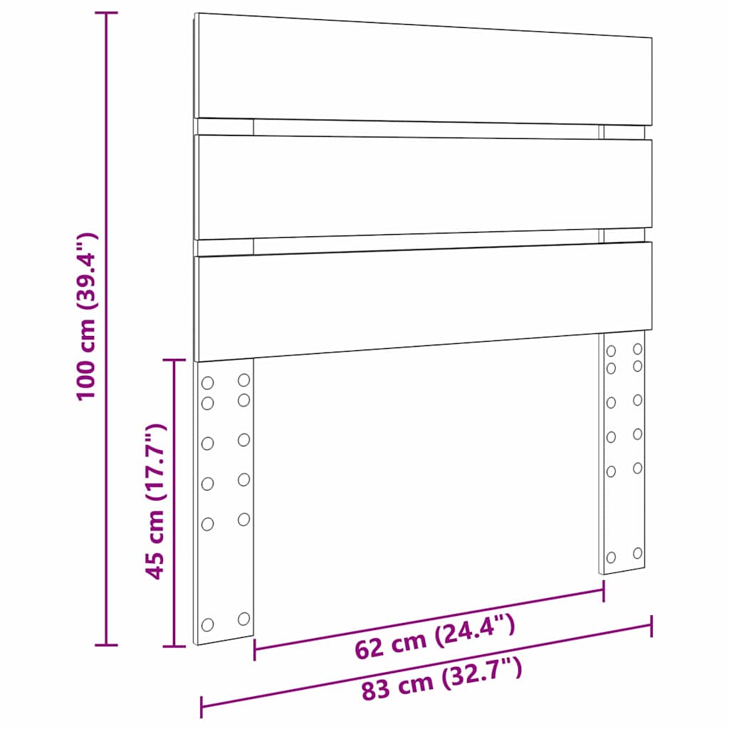 vidaXL Κεφαλάρι με κεφαλάρι Λευκό 80 cm Επεξεργασμένο ξύλο