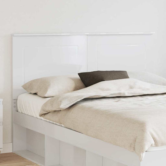 vidaXL Κεφαλάρι με κεφαλάρι Γυαλιστερό Λευκό 160 cm Επεξεργασμένο ξύλο