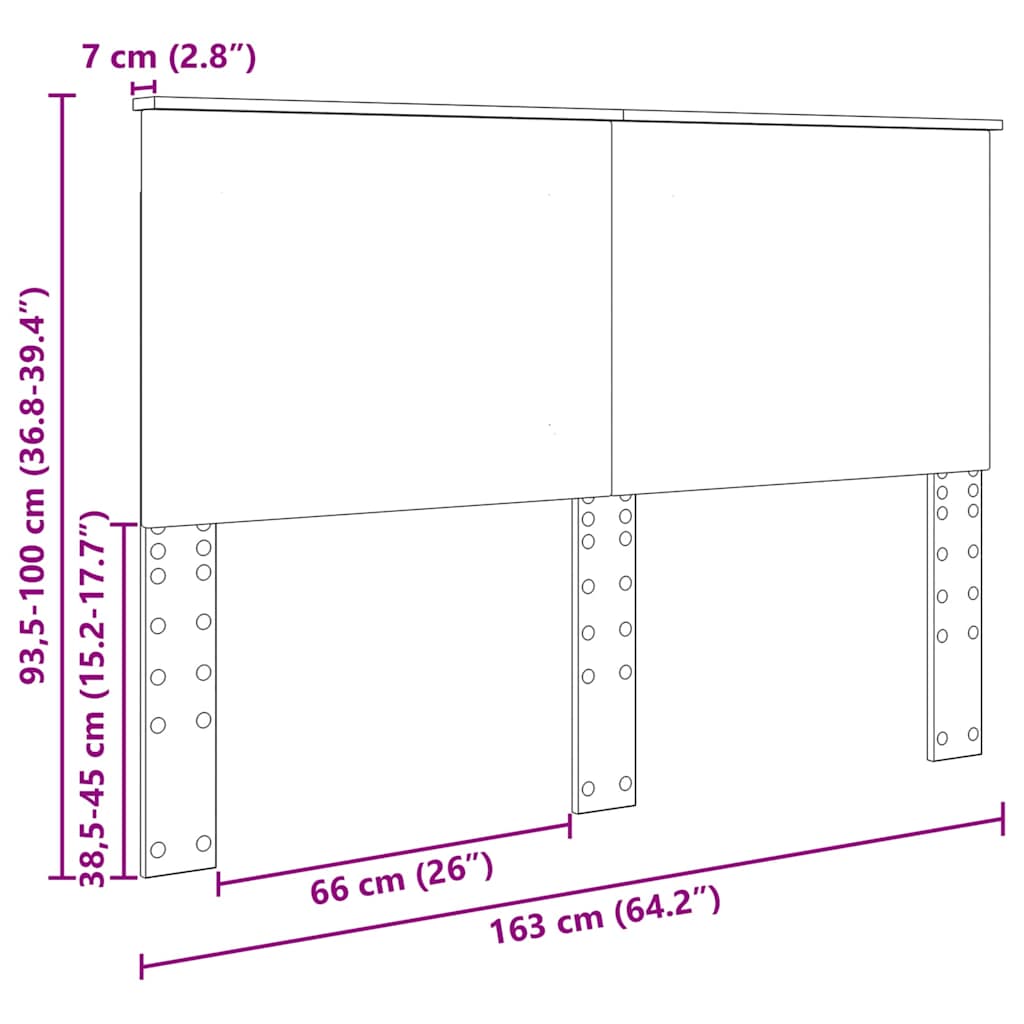 vidaXL Κεφαλάρι με κεφαλάρι Γκρίζο Σονομα 160 cm Επεξεργασμένο ξύλο