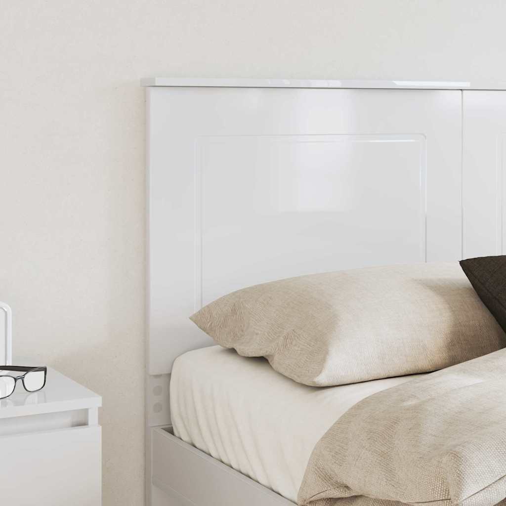 vidaXL Κεφαλάρι με κεφαλάρι Γυαλιστερό Λευκό 120 cm Επεξεργασμένο ξύλο