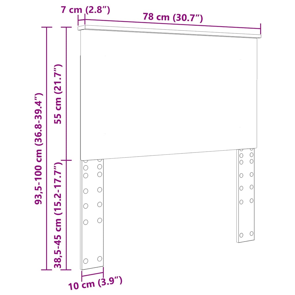 vidaXL Κεφαλάρι με κεφαλάρι Artisan Oak 75 cm Επεξεργασμένο ξύλο