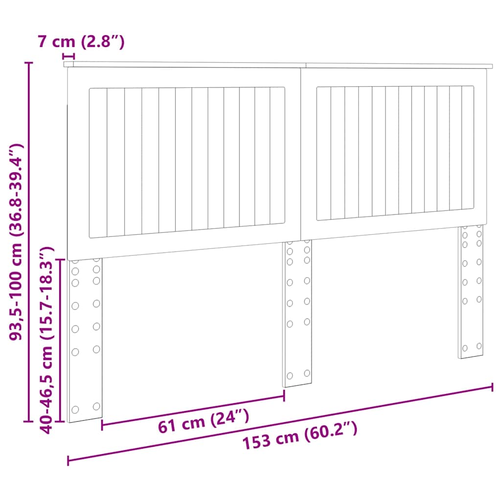 vidaXL Κεφαλάρι με κεφαλάρι Μαύρη Οξυά 150 cm Επεξεργασμένο ξύλο