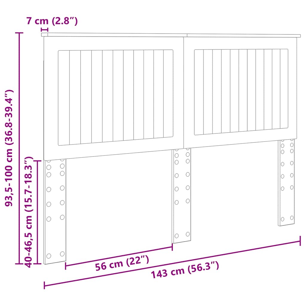 vidaXL Κεφαλάρι με κεφαλάρι Δρύς Sonoma 140 cm Επεξεργασμένο ξύλο