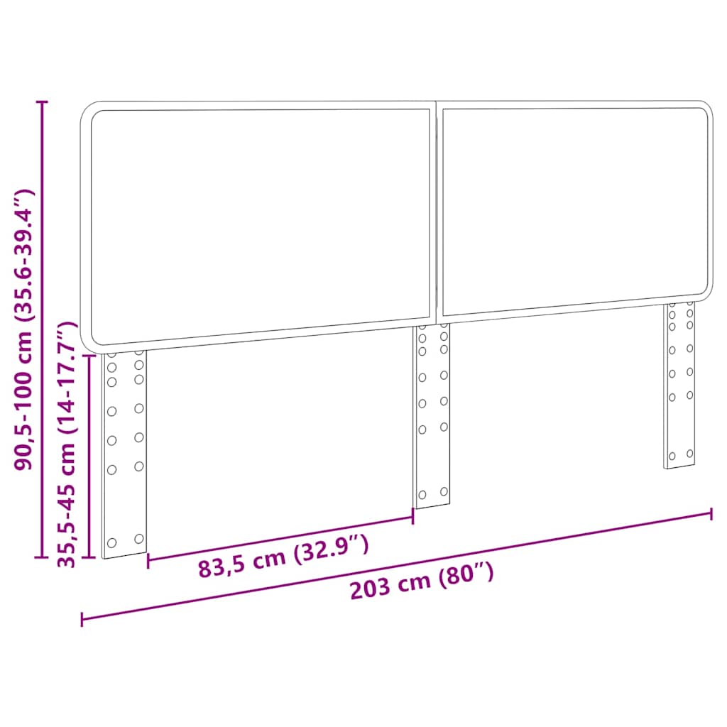 vidaXL Κεφαλάρι με κεφαλάρι Καπνιστό Δρύς 200 cm Επεξεργασμένο ξύλο