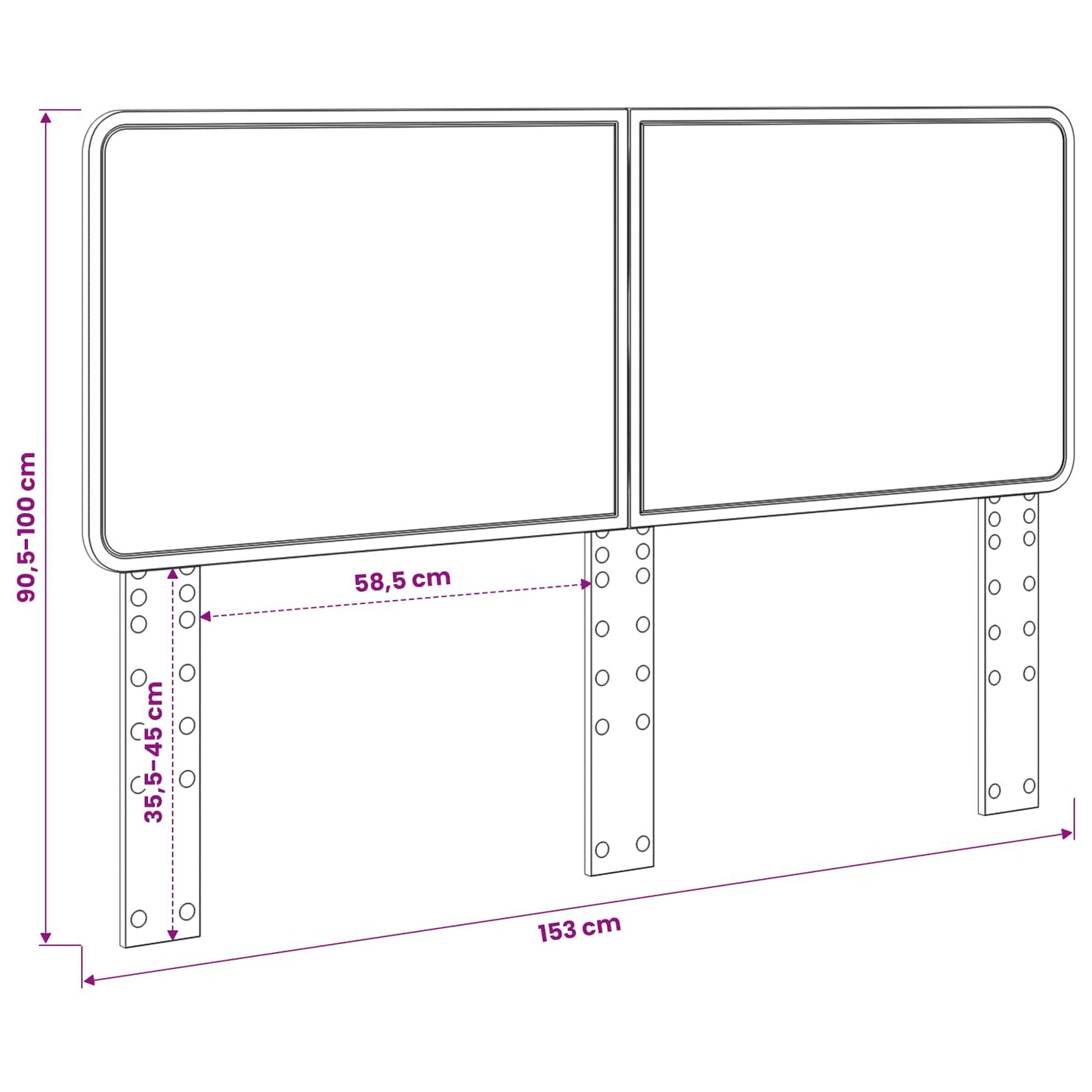 vidaXL Κεφαλάρι με κεφαλάρι Λευκό 150 cm Επεξεργασμένο ξύλο