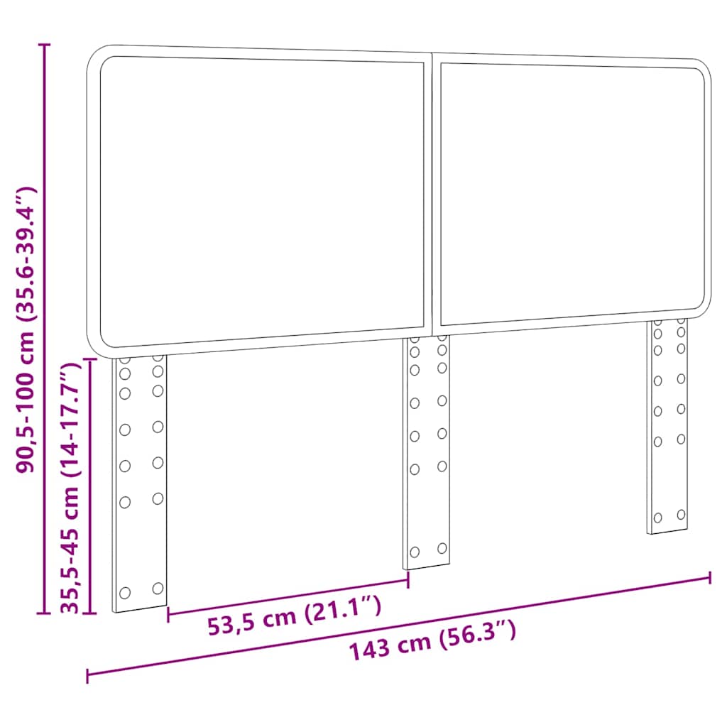 vidaXL Κεφαλάρι με κεφαλάρι Δρύς Sonoma 140 cm Επεξεργασμένο ξύλο