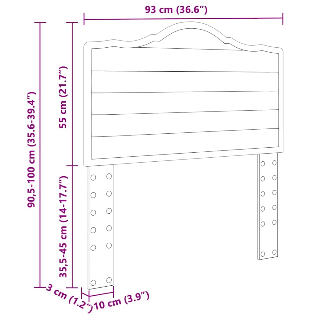 vidaXL Κεφαλάρι με κεφαλάρι Δρύς Sonoma 90 cm Επεξεργασμένο ξύλο