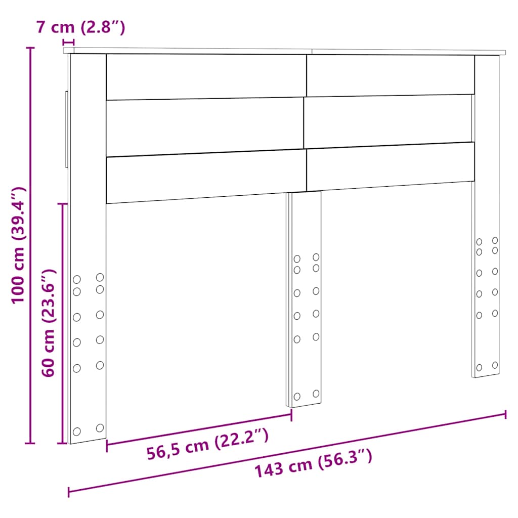 vidaXL Κεφαλάρι με κεφαλάρι Μαύρη Οξυά 140 cm Επεξεργασμένο ξύλο