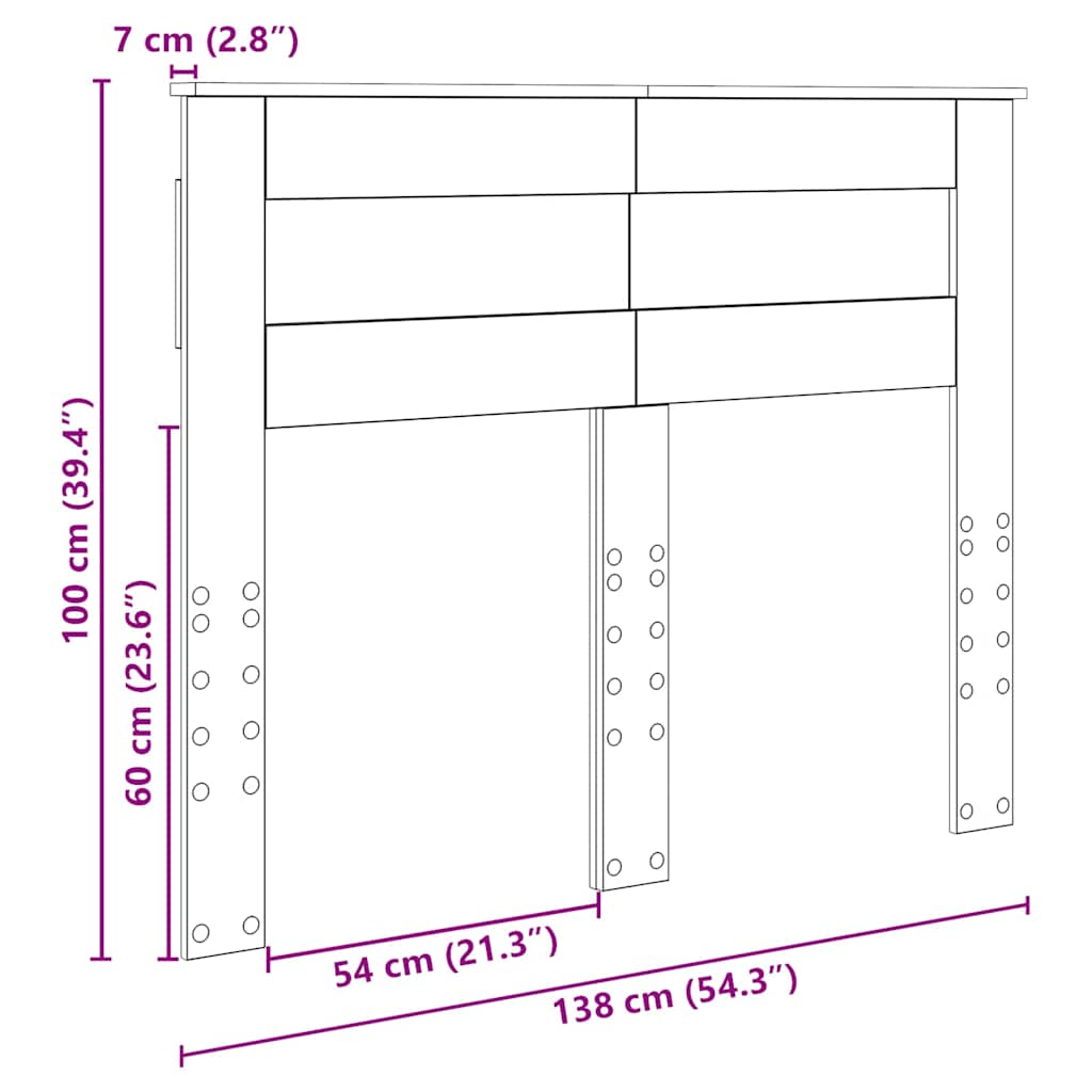 vidaXL Κεφαλάρι με κεφαλάρι Λευκό 135 cm Επεξεργασμένο ξύλο