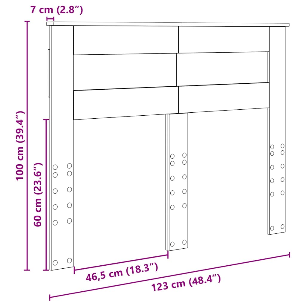 vidaXL Κεφαλάρι με κεφαλάρι Γκρίζο Σονομα 120 cm Επεξεργασμένο ξύλο