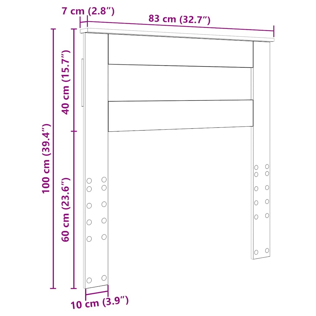 vidaXL Κεφαλάρι με κεφαλάρι Γκρίζο Σονομα 80 cm Επεξεργασμένο ξύλο