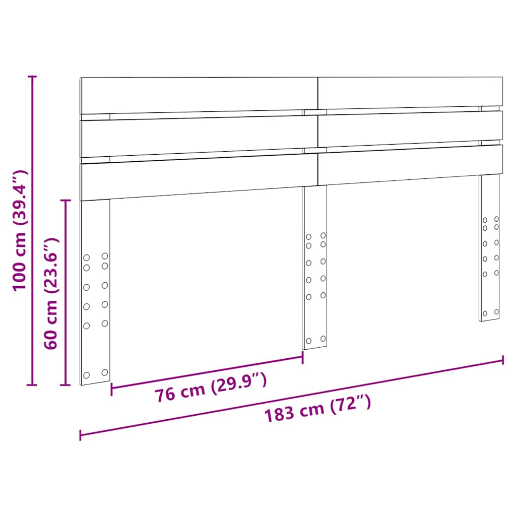 vidaXL Κεφαλάρι με κεφαλάρι Δρύς Sonoma 180 cm Επεξεργασμένο ξύλο