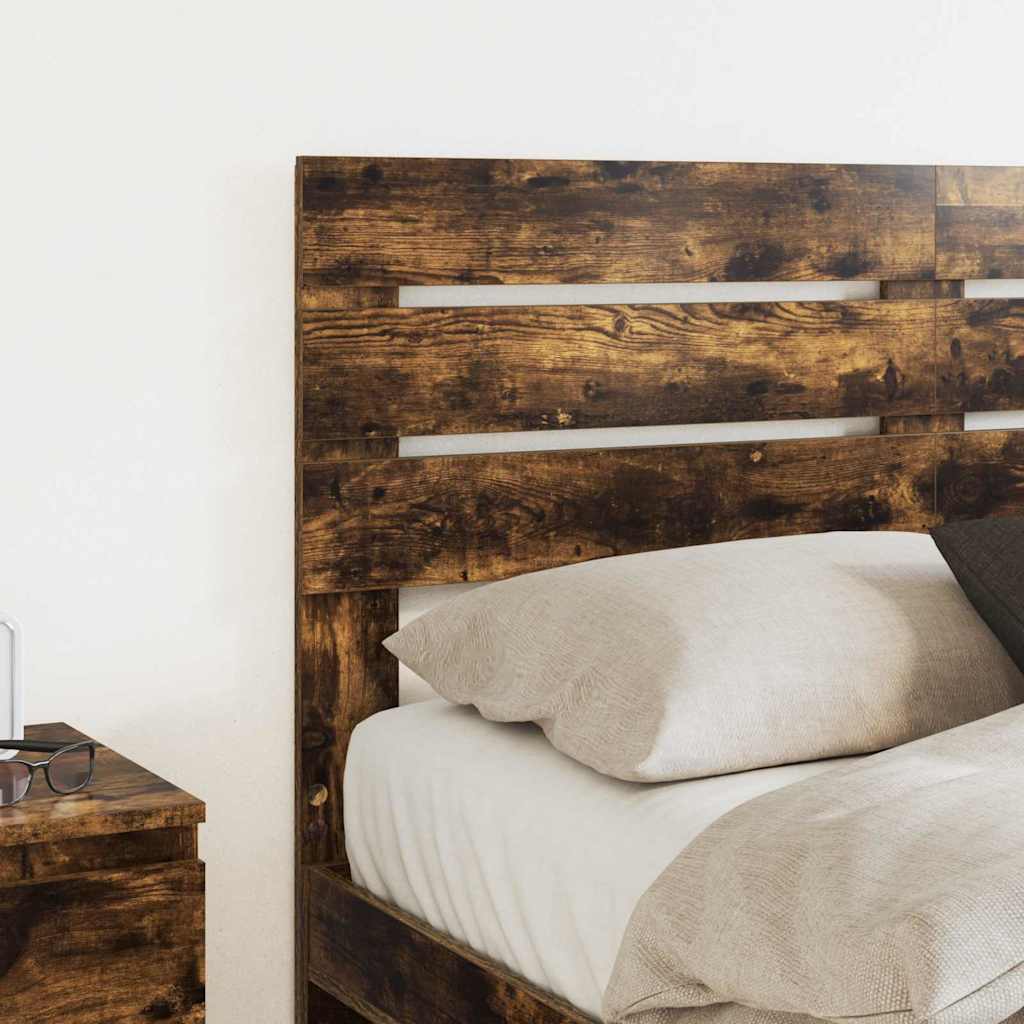 vidaXL Κεφαλάρι με κεφαλάρι Καπνιστό Δρύς 150 cm Επεξεργασμένο ξύλο