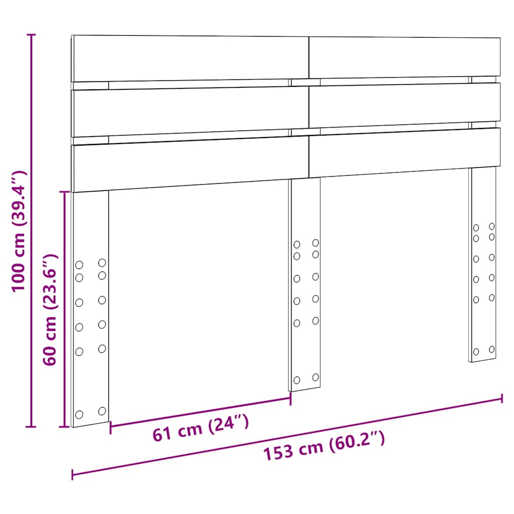 vidaXL Κεφαλάρι με κεφαλάρι Παλιό Ξύλο 150 cm Επεξεργασμένο ξύλο