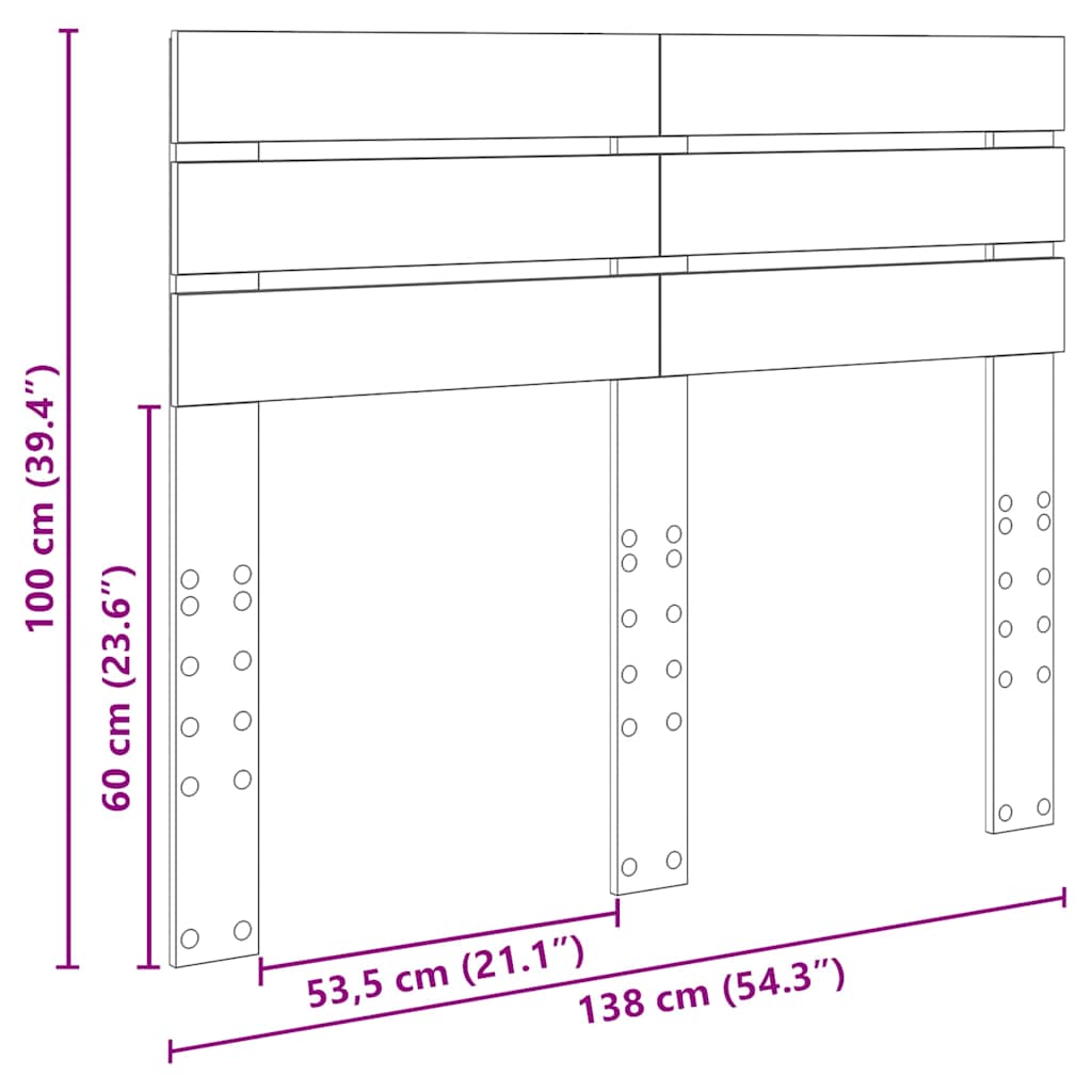 vidaXL Κεφαλάρι με κεφαλάρι Μαύρη Οξυά 135 cm Επεξεργασμένο ξύλο