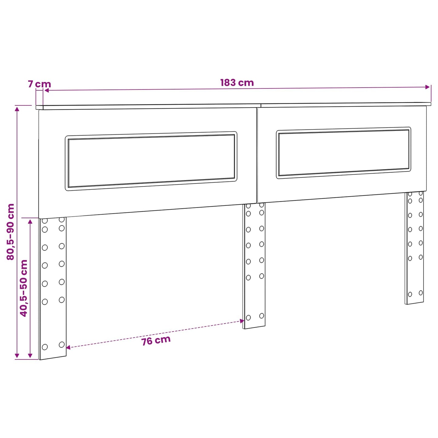 vidaXL Κεφαλάρι με κεφαλάρι Λευκό 180 cm Επεξεργασμένο ξύλο