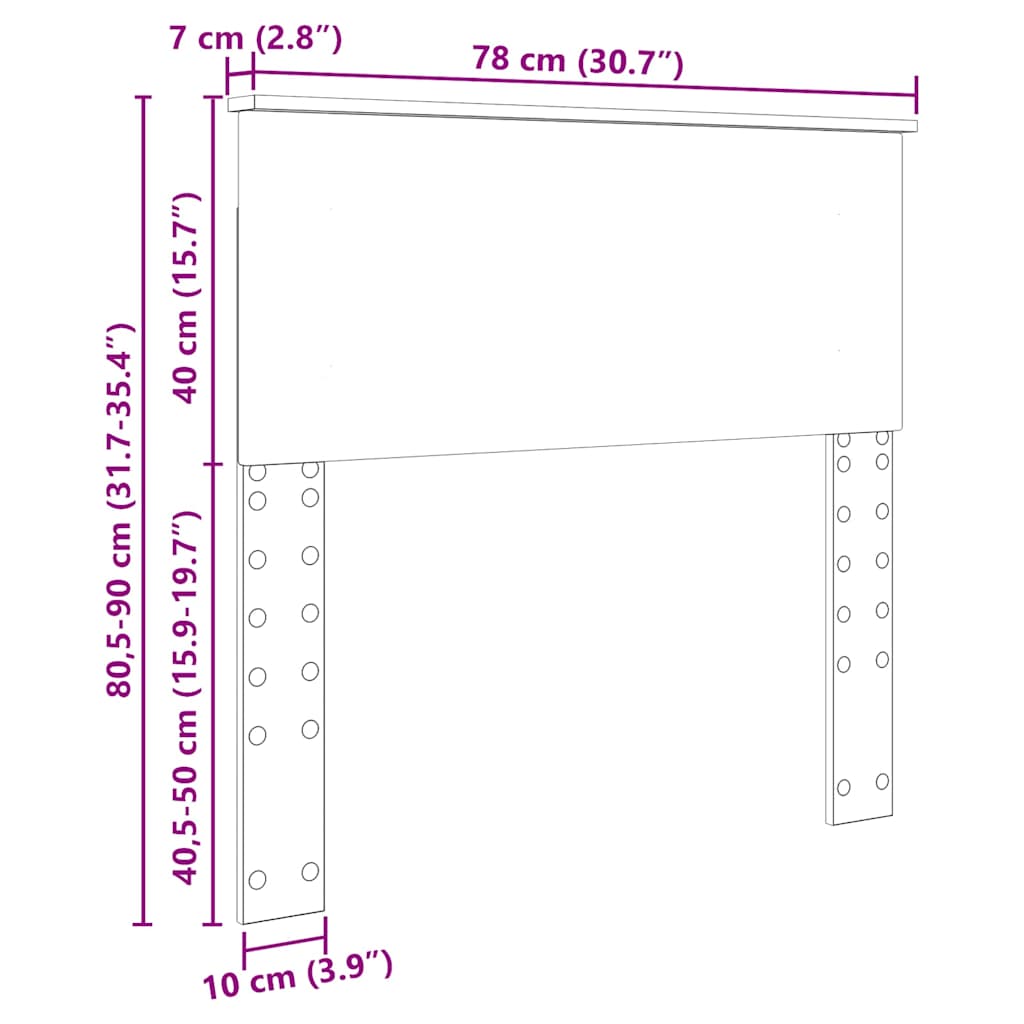 vidaXL Κεφαλάρι με κεφαλάρι Μαύρη Οξυά 75 cm Επεξεργασμένο ξύλο