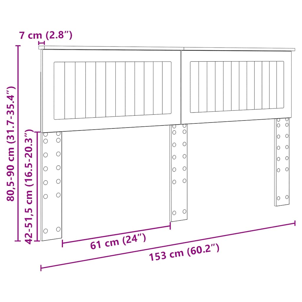 vidaXL Κεφαλάρι με κεφαλάρι Γκρίζο Σονομα 150 cm Επεξεργασμένο ξύλο