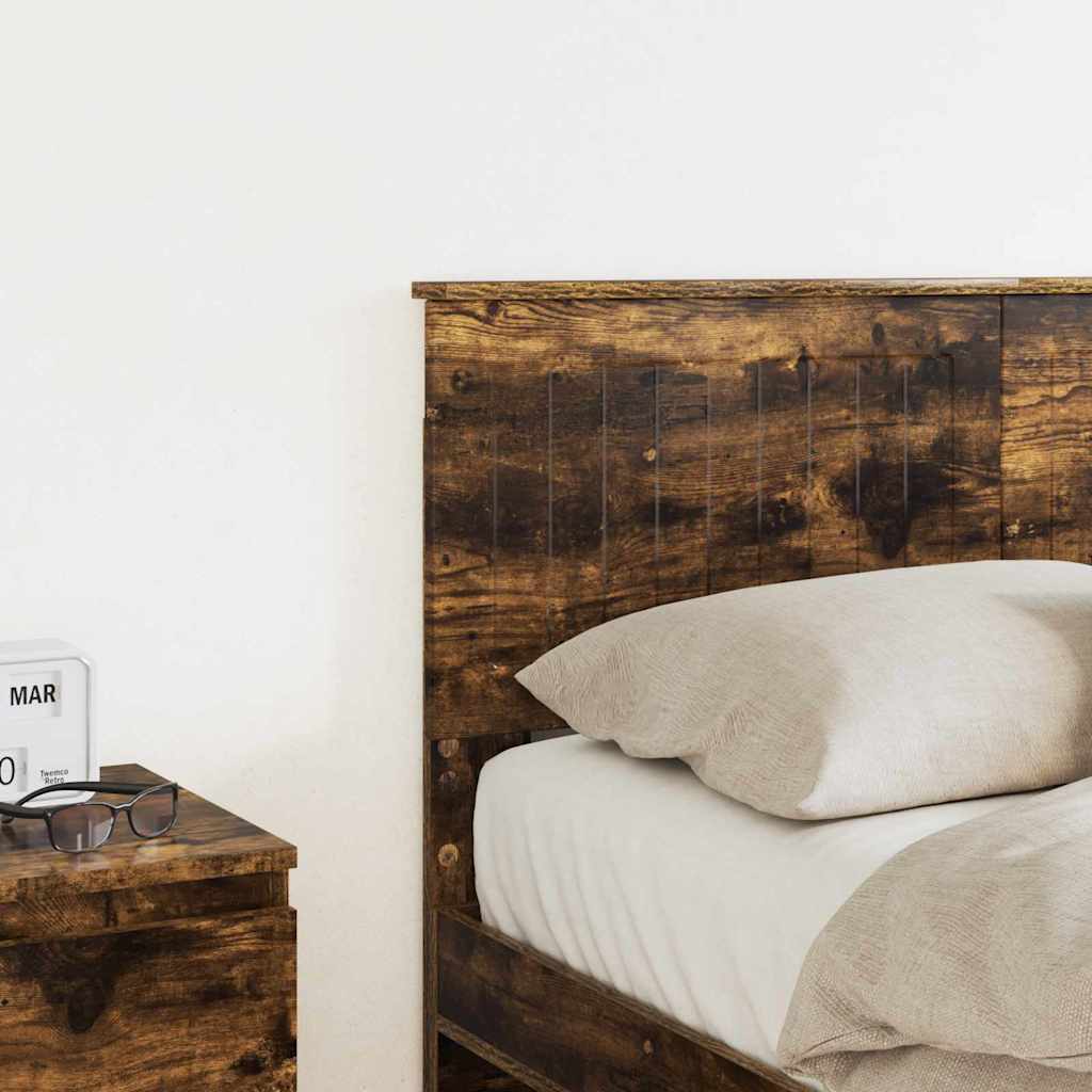 vidaXL Κεφαλάρι με κεφαλάρι Καπνιστό Δρύς 135 cm Επεξεργασμένο ξύλο