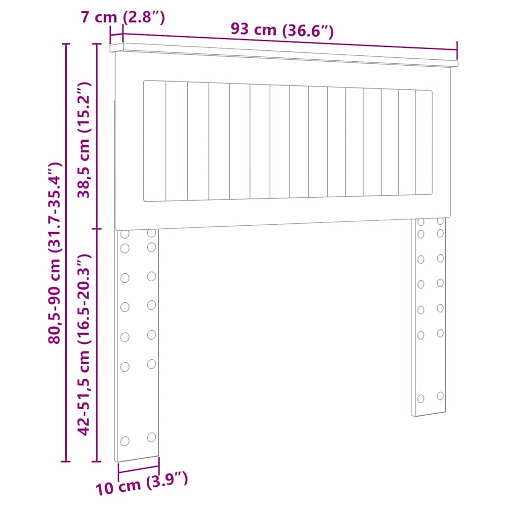 vidaXL Κεφαλάρι με κεφαλάρι Δρύς Sonoma 90 cm Επεξεργασμένο ξύλο