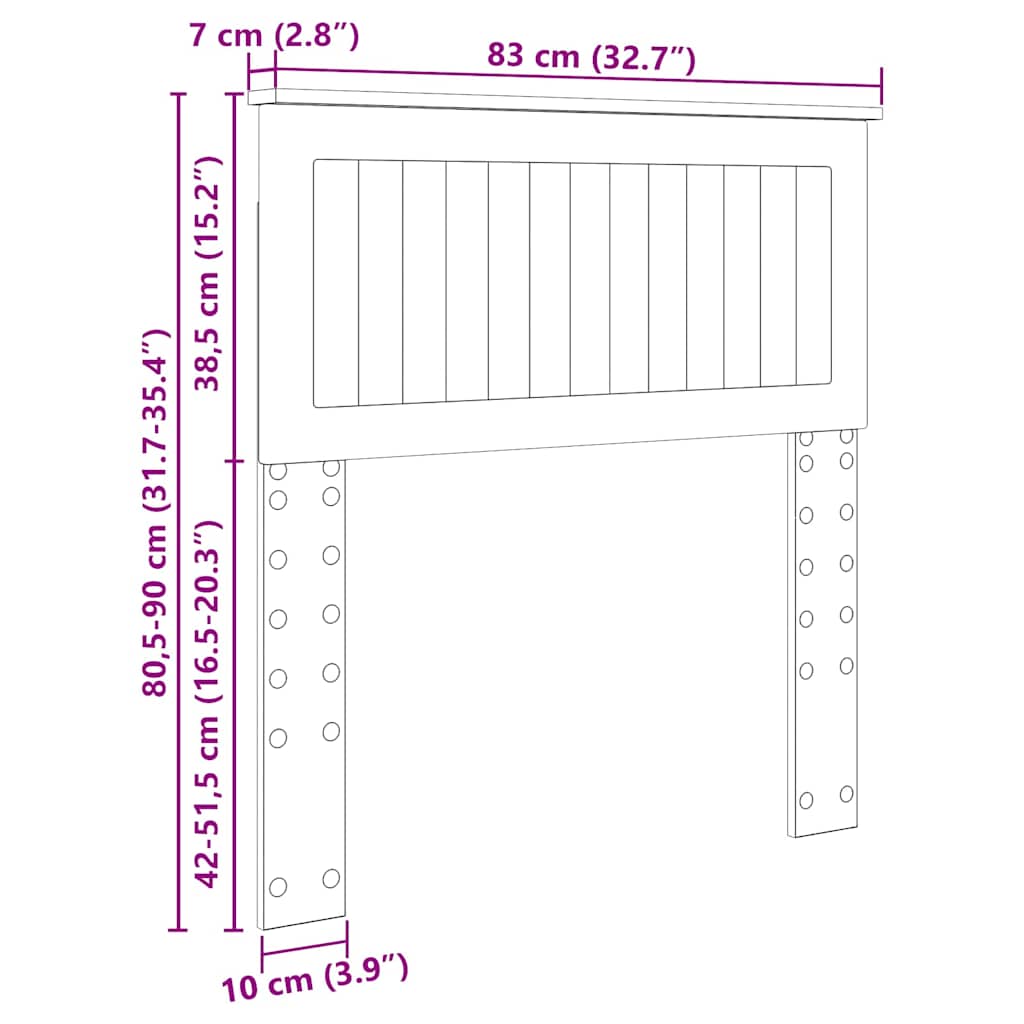 vidaXL Κεφαλάρι με κεφαλάρι Λαμπερό Λευκό 80 cm Επεξεργασμένο ξύλο