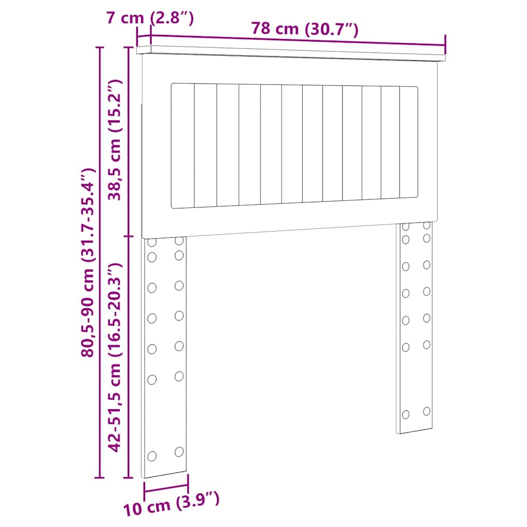 vidaXL Κεφαλάρι με κεφαλάρι Καπνιστό Δρύς 75 cm Επεξεργασμένο ξύλο