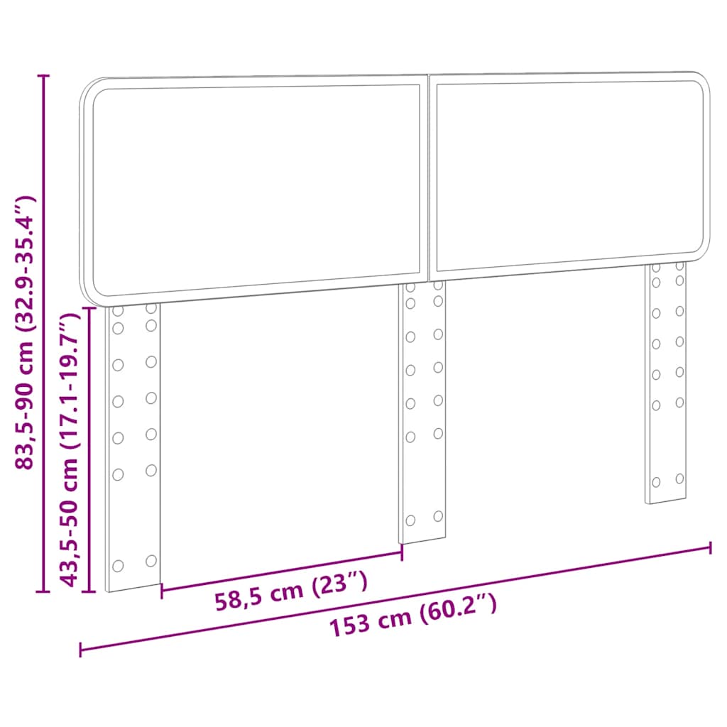 vidaXL Κεφαλάρι με κεφαλάρι Μαύρη Οξυά 150 cm Επεξεργασμένο ξύλο